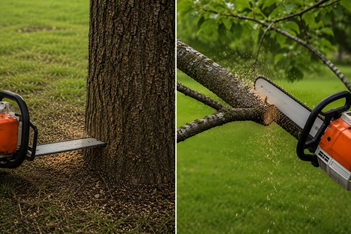 Abattage et élagage d'arbres à la tronçonneuse